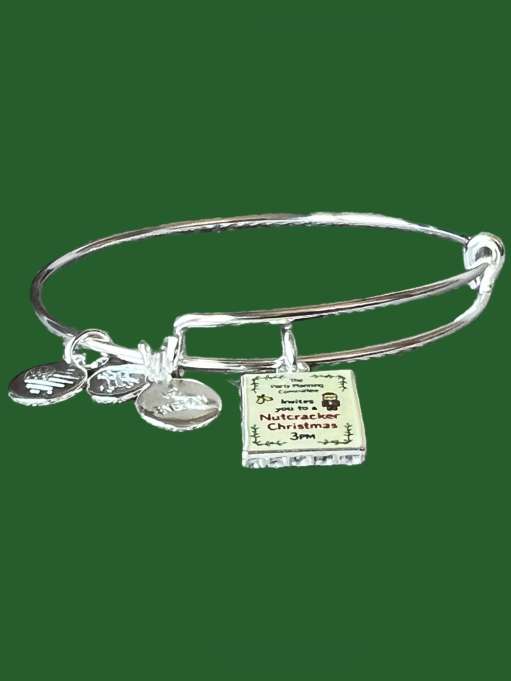 Nutcracker Christmas Silver Tone Charm Bangle by Alex and Ani - Picture 4 of 4